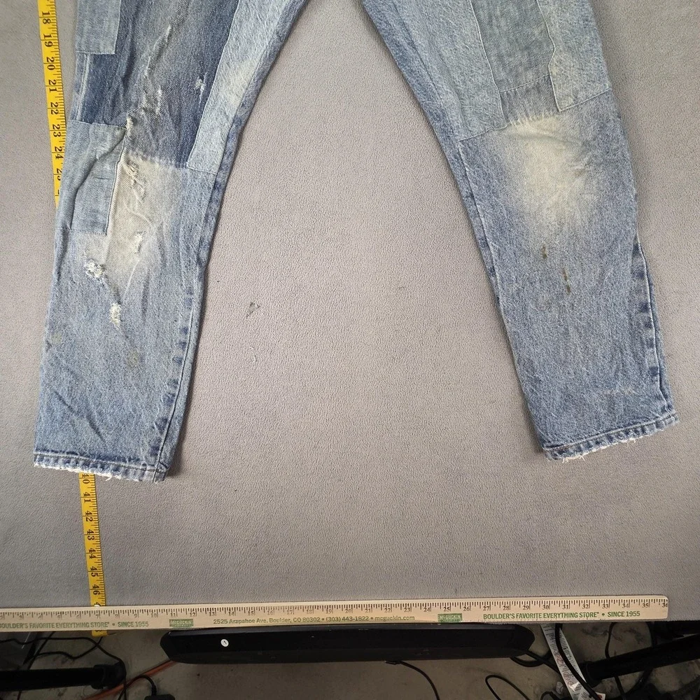 Levis 501 CT Jeans Womens Light Wash Tapered Patched Distressed Fits 27x27 - Picture 8 of 16
